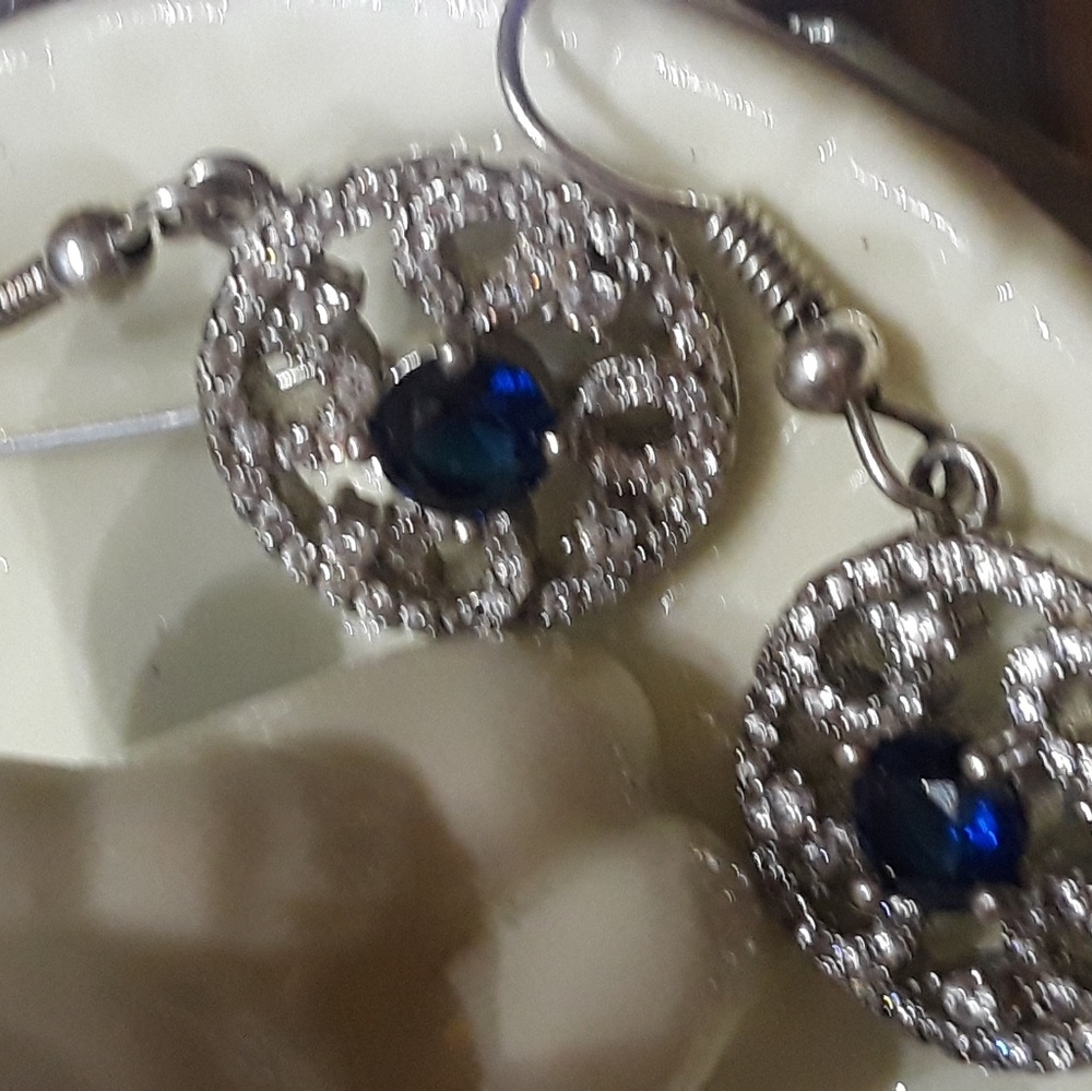 Sterling Silver Sapphire  Earrings